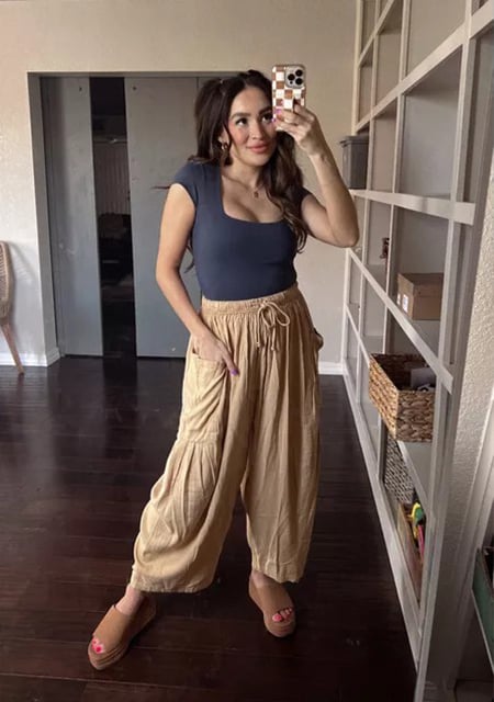 🔥LETZTER TAG SALE 50% RABATT👖 Lässige Leinenhose mit weitem Bein für Damen