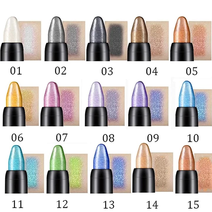💥Heißer Verkauf - 49% RABATT💥15 Farben Highlighter Lidschatten Stift wasserfest Glitzer Augen Make-up Eyeliner Stift-3