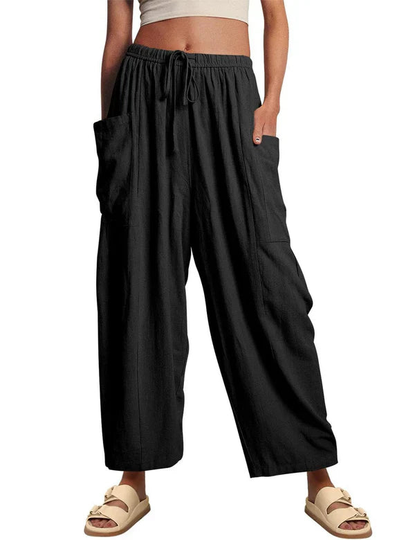 🔥LETZTER TAG SALE 50% RABATT👖 Lässige Leinenhose mit weitem Bein für Damen