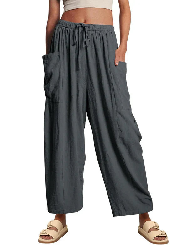 🔥LETZTER TAG SALE 50% RABATT👖 Lässige Leinenhose mit weitem Bein für Damen