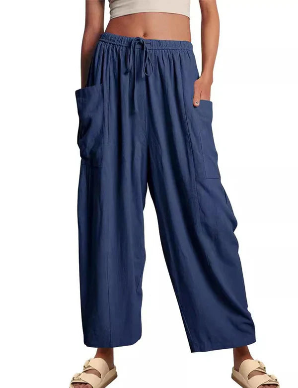 🔥LETZTER TAG SALE 50% RABATT👖 Lässige Leinenhose mit weitem Bein für Damen
