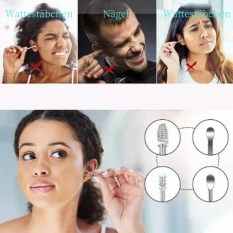 📢50% zeitlich begrenzter Rabatt📢Tragbares Edelstahl-Ohrlöpfel 6-Stück-Set - Spiral-Ohrwerkzeug✨