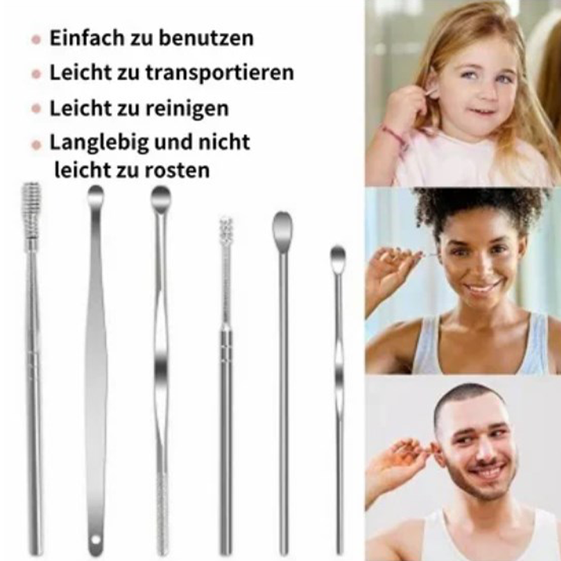 📢50% zeitlich begrenzter Rabatt📢Tragbares Edelstahl-Ohrlöpfel 6-Stück-Set - Spiral-Ohrwerkzeug✨