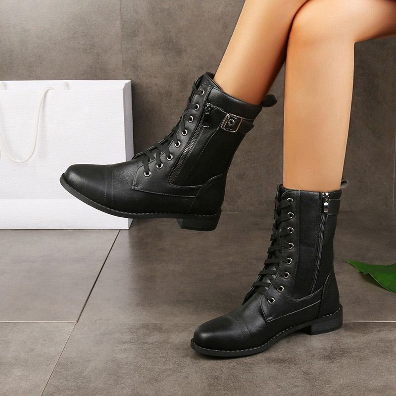 🔥2025 Heißer Verkauf😍Vintage-Stiefel mit runder Kappe  und seitlichem Reißverschluss