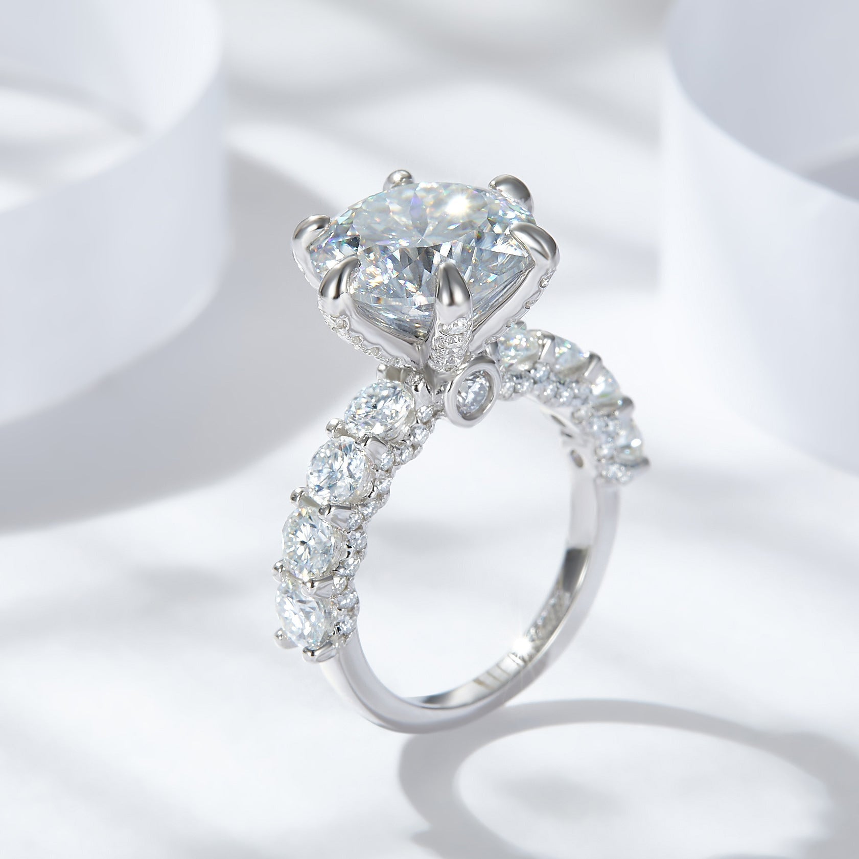 💍Geschenk für Sie | 5 Karat Mondlicht Sterling Silber Moissanit Ring