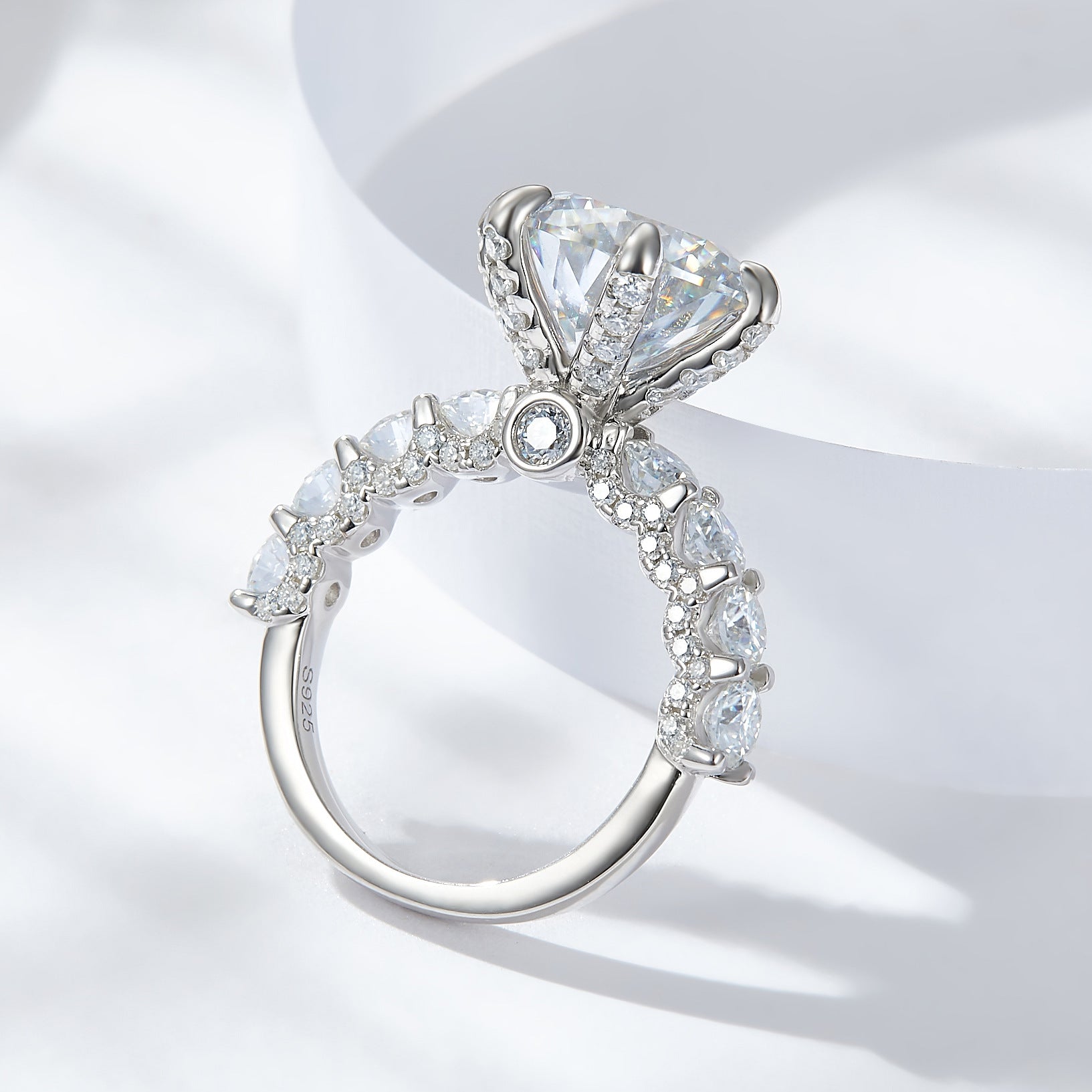 💍Geschenk für Sie | 5 Karat Mondlicht Sterling Silber Moissanit Ring