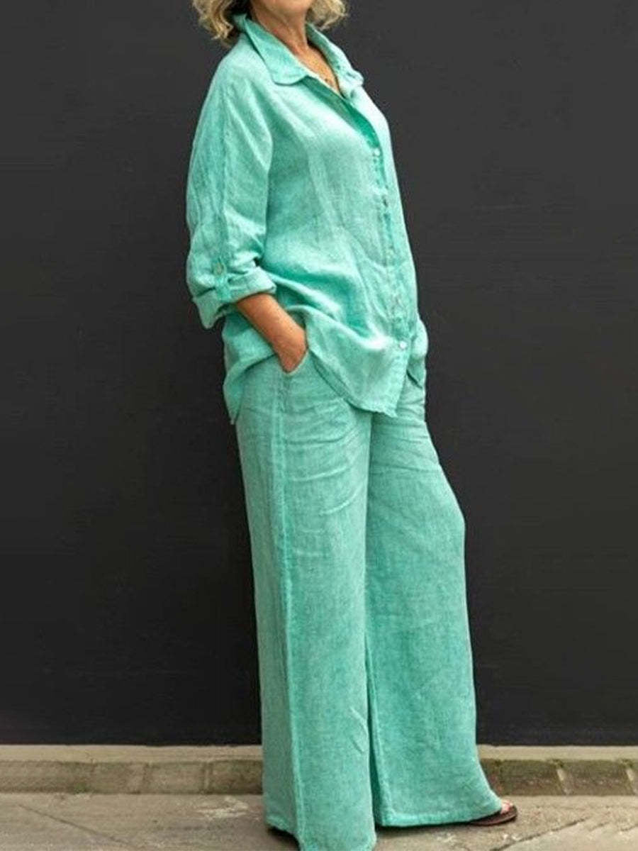 ✨Heißer Verkauf 50 % Rabatt auf zweiteiligen Anzug aus Baumwolle und Leinen 👚Mode Damen Anzug Neu eingetroffen