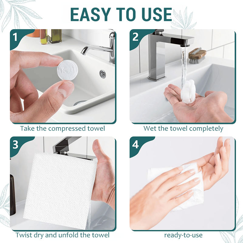 🏆Blitzverkauf⚡+ 50.000 VERKAUFT!💥Komprimierte Handtuchtabletten – 142 % hochwertige reine Baumwolle