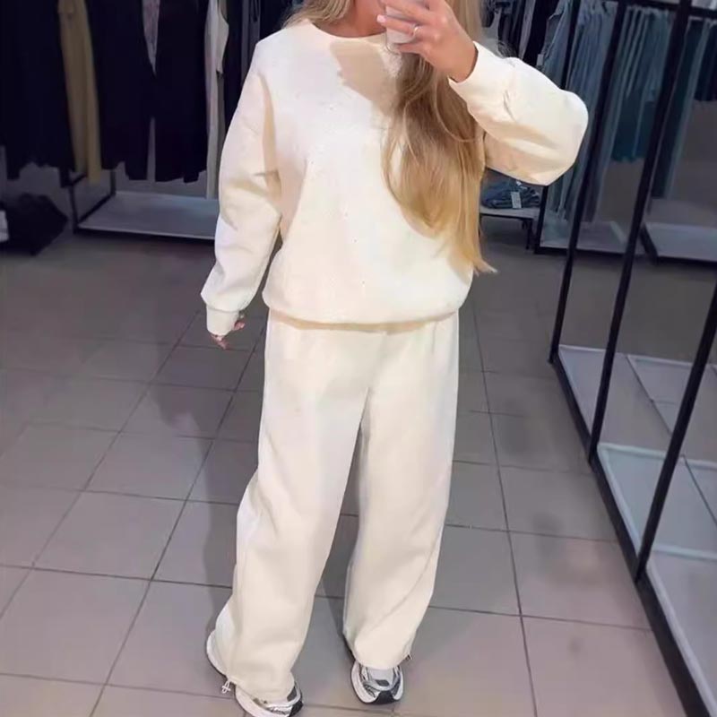 💖 Räumungsverkauf💖Damen Rundhalsausschnitt Lässiges Sport-Sweatshirt und Jogginghose 2-teiliges Set