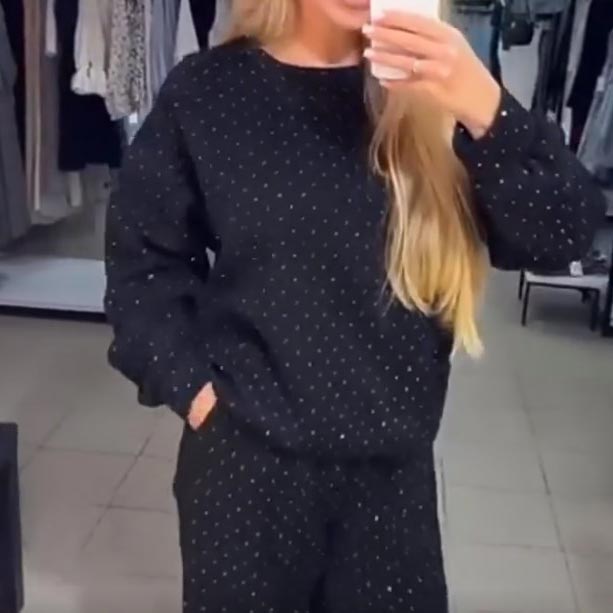 💖 Räumungsverkauf💖Damen Rundhalsausschnitt Lässiges Sport-Sweatshirt und Jogginghose 2-teiliges Set