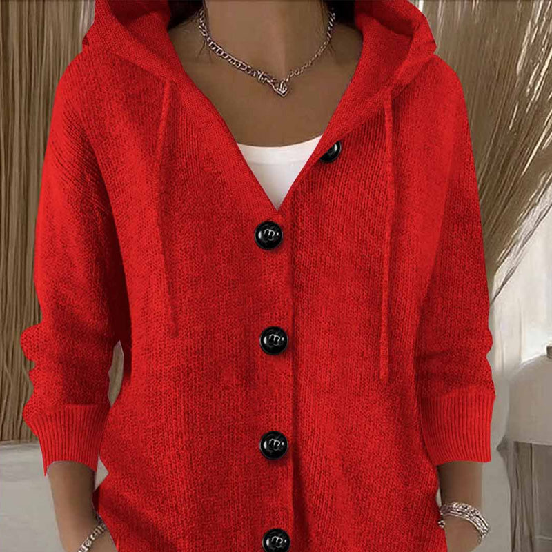 💕Einfarbige, langärmelige, kurze Strickjacke mit Kapuze für Damen, ein Must-Have für den Herbst
