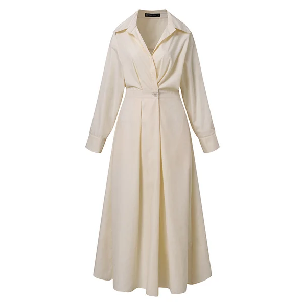 💖 💖Zeitlich begrenztes Angebot – 50 % Rabatt💥💥Einfarbiges Hemdkleid mit Revers aus Baumwolle für Damen