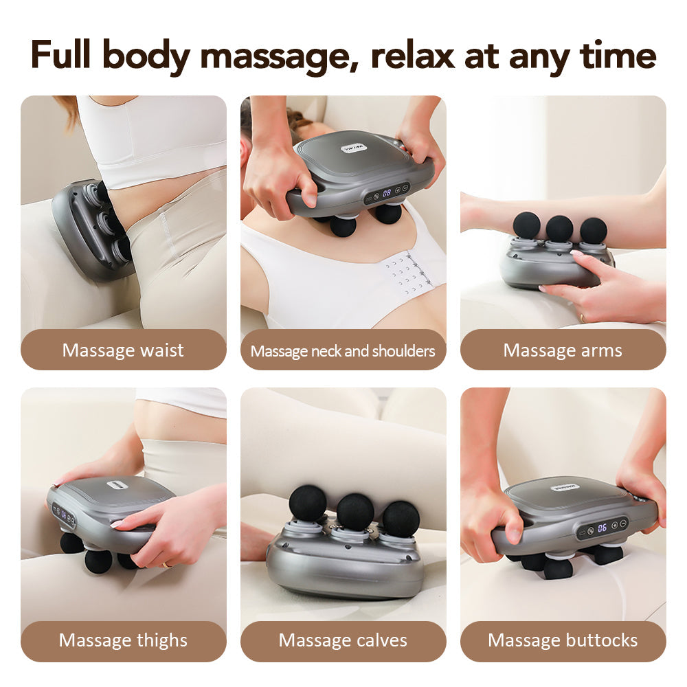 Neues Upgrade – aus vier Köpfen werden sechs Köpfe🎁6-Kopf-Massagepistole für kabellose Ganzkörper-Entspannung