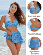 👙2025 Neuer Typ 50 % RABATT💥Bikini-Sets mit hoher Taille für Damen, Bauchkontrolle, Gingham