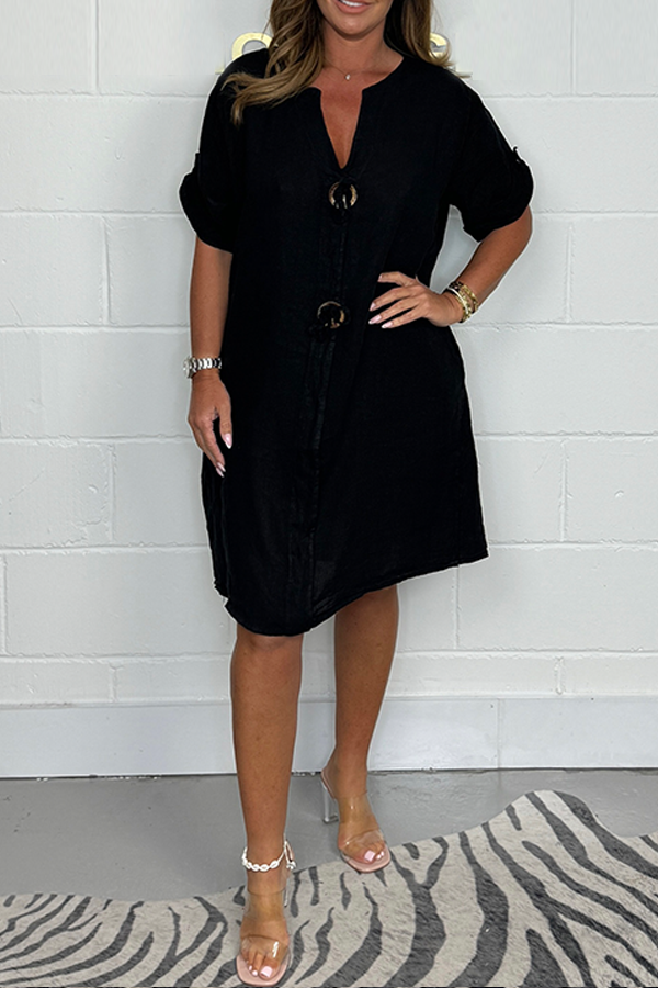 Neues Plus Button Tunika Kleid Zeitlich begrenztes Angebot