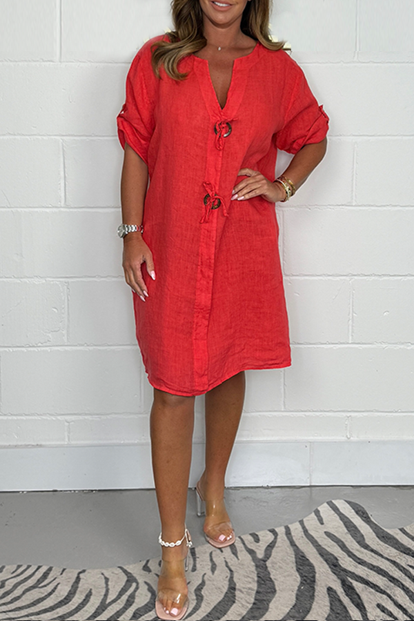 Neues Plus Button Tunika Kleid Zeitlich begrenztes Angebot