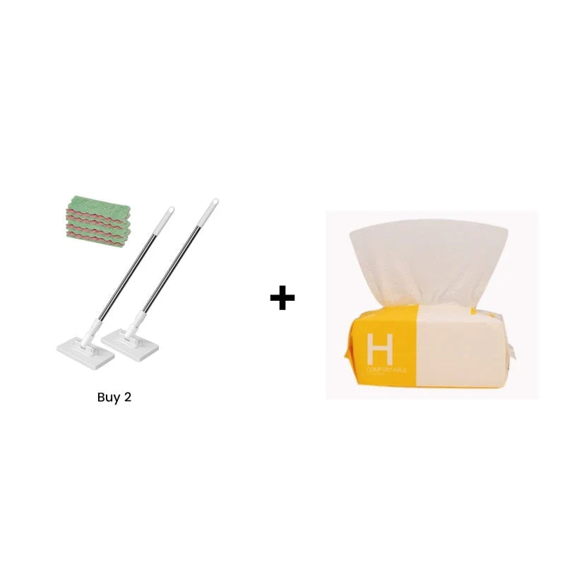 Flat Mop with Stainless Steel Handle, come with Reusable Washable Mop Cloths🏆-8