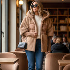 ✈️✈️Kostenloser Versand❄️✨Damen Oversized Pufferjacke mit Kapuze im Patchwork-Design