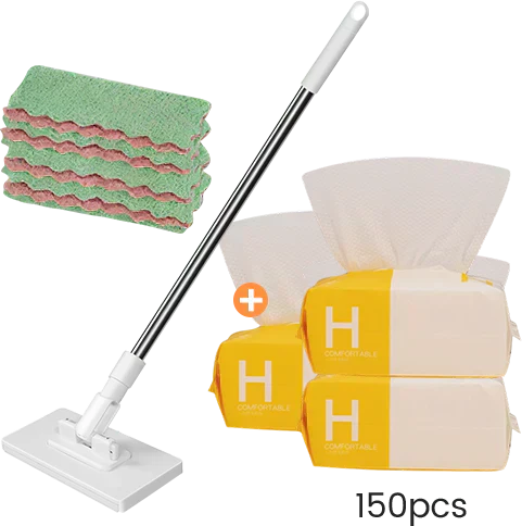 Flat Mop with Stainless Steel Handle, come with Reusable Washable Mop Cloths🏆-13