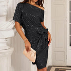 💃👠50% RABATT💖Party- und Clubkleid mit One-Shoulder-Träger und funkelnden Pailletten für Damen✨