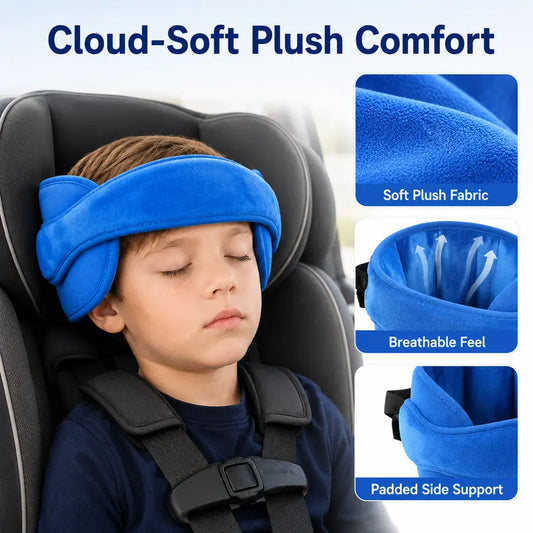 Kids Car Seat Head Support Strap, Soft Plush Adjustable Nap Support Band with Padded Side Cushions