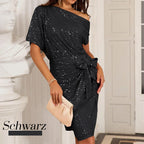 💃👠50% RABATT💖Party- und Clubkleid mit One-Shoulder-Träger und funkelnden Pailletten für Damen✨