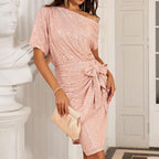 💃👠50% RABATT💖Party- und Clubkleid mit One-Shoulder-Träger und funkelnden Pailletten für Damen✨