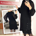 💖Räumungsverkauf 💖🔥Damenkleid mit Rundhalsausschnitt und einfarbigem Strass