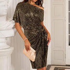 💃👠50% RABATT💖Party- und Clubkleid mit One-Shoulder-Träger und funkelnden Pailletten für Damen✨