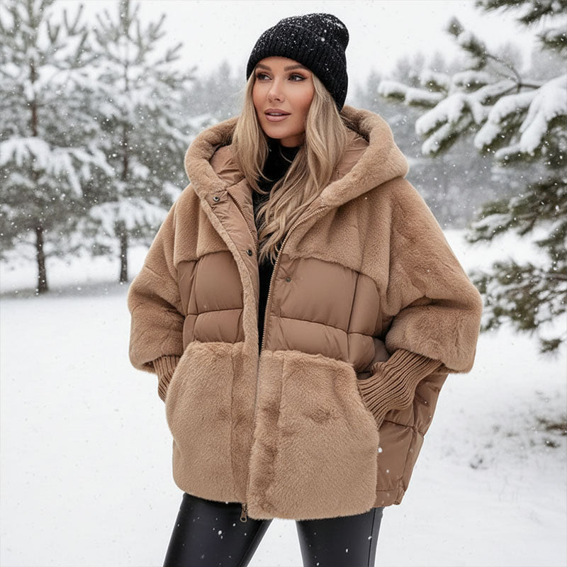 ✈️✈️Kostenloser Versand❄️✨Damen Oversized Pufferjacke mit Kapuze im Patchwork-Design