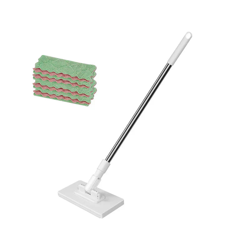 Flat Mop with Stainless Steel Handle, come with Reusable Washable Mop Cloths🏆-10