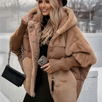 ✈️✈️Kostenloser Versand❄️✨Damen Oversized Pufferjacke mit Kapuze im Patchwork-Design