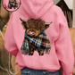 Women's Highland Cow Fleece-Lined Hooded Sweatshirt