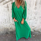 Loose V-neck solid color women's lantern sleeve dress