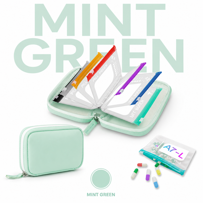 ❄️Summerfresh 50% OFF!💊14-Pouch Travel Medicine & Supplement Organiser – Removable Colour-Coded Zip Pouches with Binder Case