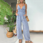 🔥💥2025 SCHNÄPPCHEN 🔥💥Jeans-Jumpsuit mit tiefem V-Ausschnitt für Damen🔥💥