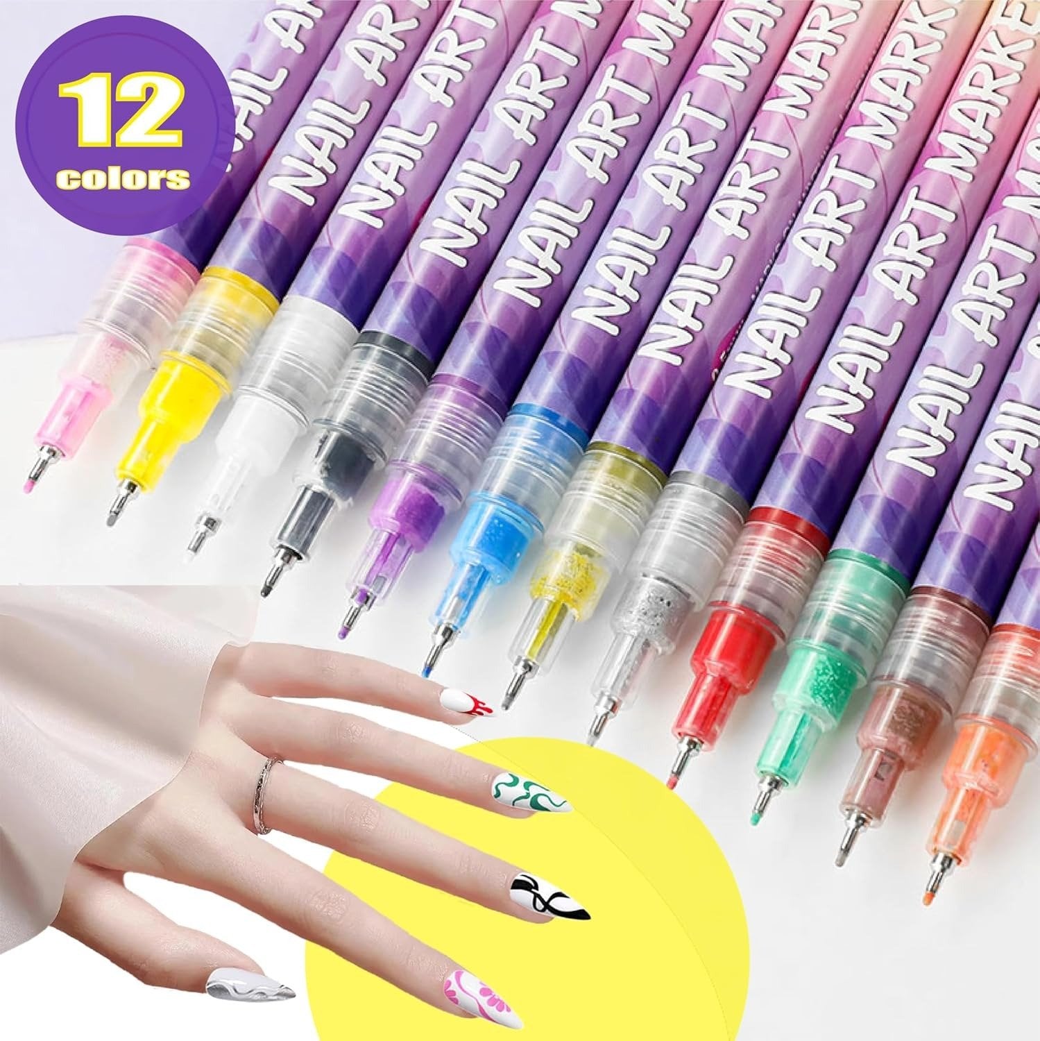 🎅🎁Weihnachtsangebot – 50 % Rabatt⏳12 Farben Nagelkunst-Stifte Set🎨💅