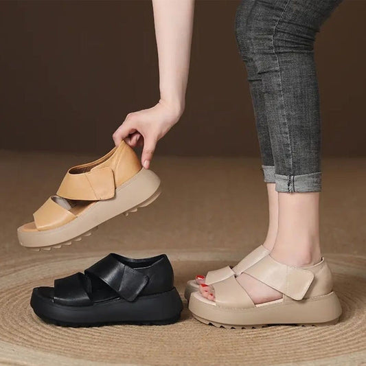 【EU 35-40】👡Női retro vastag talpú tépőzáras szandálok