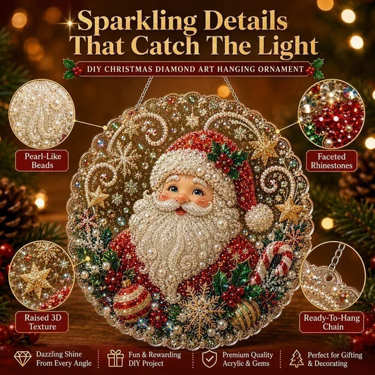 🎅Christmas Pre Sale 60% OFF!!🎄Christmas Pearl Diamond Art Hanging Ornament Kit | Resistant Non-Fading Pearl Beads DIY Handmade Holiday Hanging Decor 🎅💎