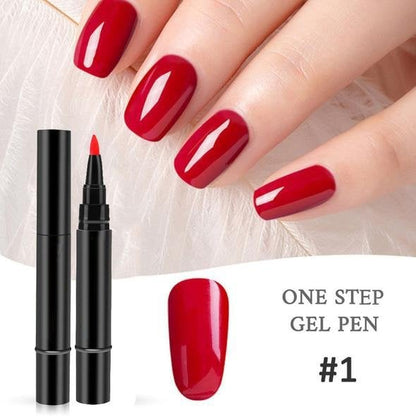 One Step Gel Neglepen | 3-i-1 UV Neglelak uden topcoat | Langtidsholdbar gør-det-selv Manicurepen med præcisionsspids🎨