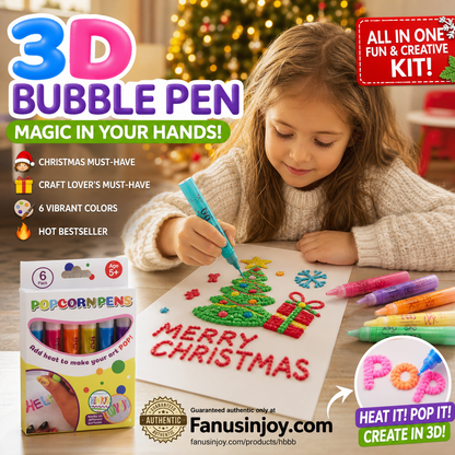 Magic Pen – Draw 3D with one stroke!🎄 DIY Bubble Popcorn Drawing Pens