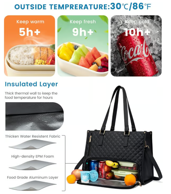 🔥3 in 1 Lunch Tote Bag for Women🎁Free Matching Wallet⏰Solve your bag clutter problem