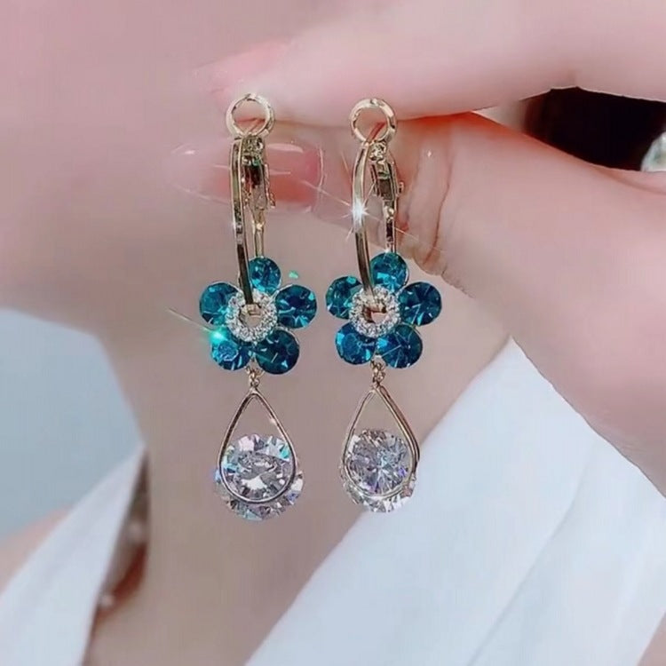 Flower Droplet Crystal Earring-1