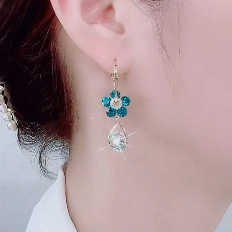Flower Droplet Crystal Earring-5