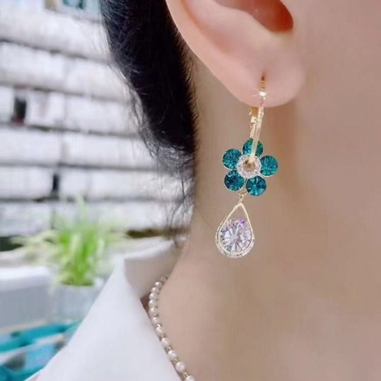 Flower Droplet Crystal Earring-3