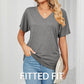 Women's V-Neck Loose Soft Solid Color Short Sleeve Top