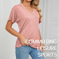 Women's V-Neck Loose Soft Solid Color Short Sleeve Top