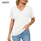 Women's V-Neck Loose Soft Solid Color Short Sleeve Top