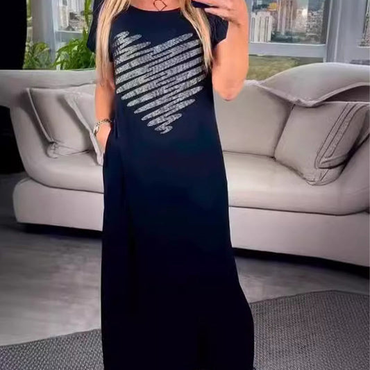 ⏰Nur für kurze Zeit 50% Rabatt🔥Langes T-Shirt-Kleid mit Seitenschlitz