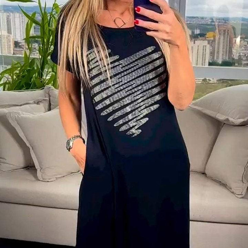 ⏰Nur für kurze Zeit 50% Rabatt🔥Langes T-Shirt-Kleid mit Seitenschlitz